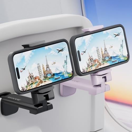 MiiKARE Airplane Phone Holder, 2-Pack and 4-Pack, Black & purple